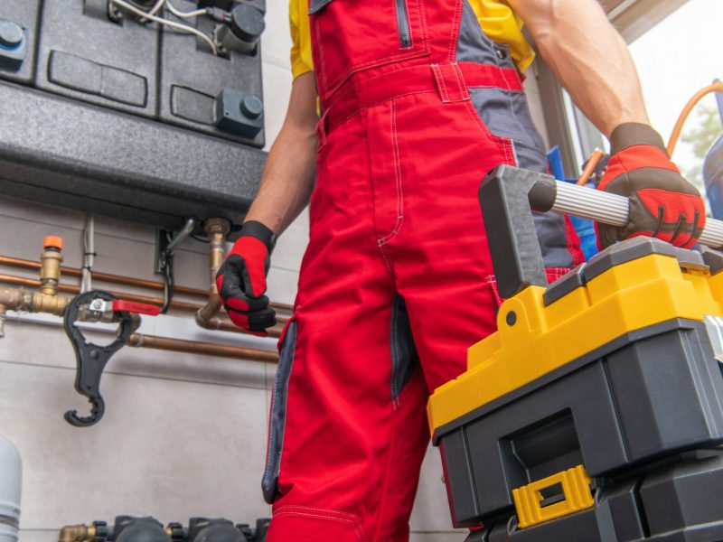 HVAC Technician with His Toolbox